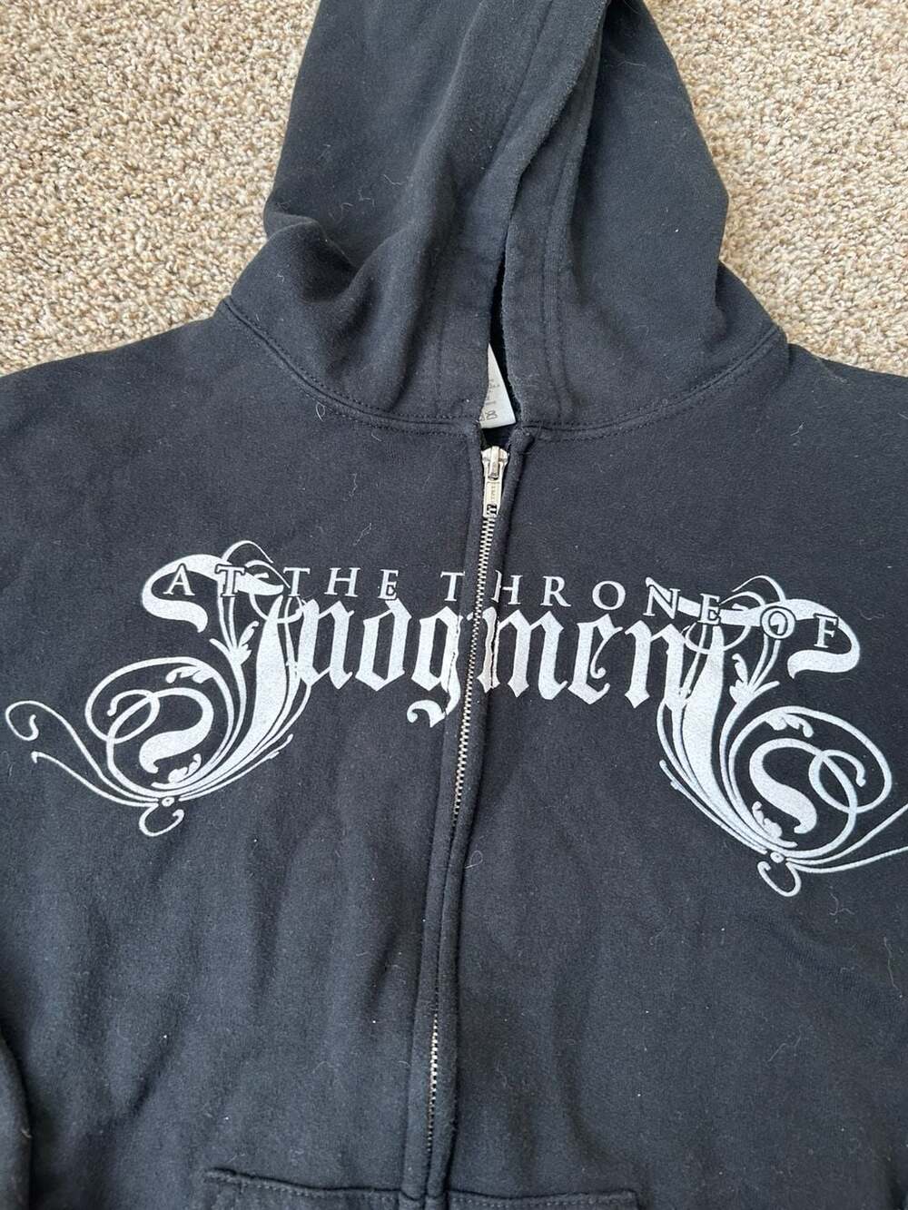 At The Throne Of Judgement Elephant Zippered Hooded Sweatshirt Kids Large 14/16